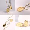 Retro Titanium Steel Floral Pendant Chain With Double Layer Pattern For Casual Wear