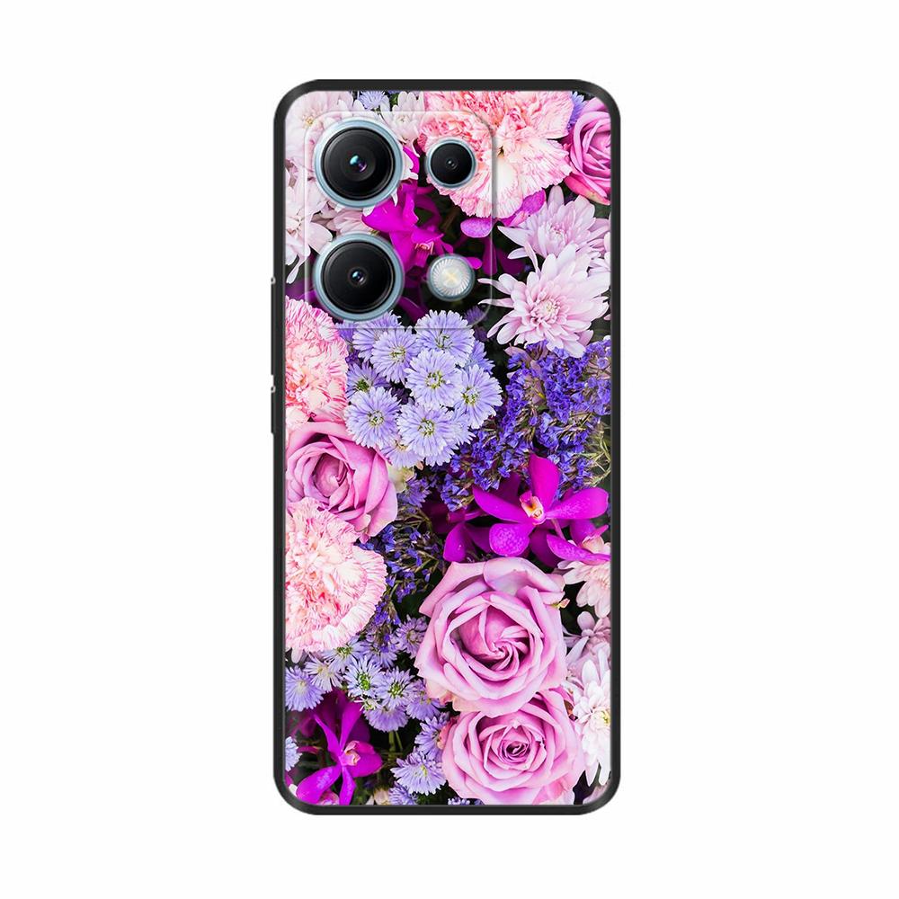 Xiaomi Redmi Note 14s Kılıfı Note14s Çiçekli Telefon Kılıfı Yumuşak İnce TPU Silikon Hafif Kapak Xiaomi Redmi Note 14s İçin