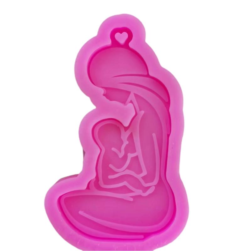 

DIY Crafts Silicone Mould Jewelry Pendant Resin Casting UV Epoxy Mold Glossy Breastfeeding Mother Keychain Resin Mold 1 рожевий