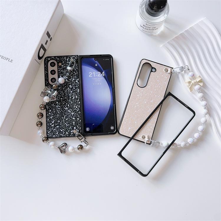 Applicable to Samsung ZFold6 mobile phone case ZFold5 polka dot case pearl bracelet all-inclusive Xiaomi FOLD3 protective case
