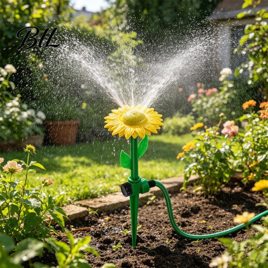 High-quality Plastic Sprinkler Sunflower Lawn Garden Hose with Spike Base Adjustable Nozzle Fun Pet Water Toy for Large Area Coverage Irrigation Patio