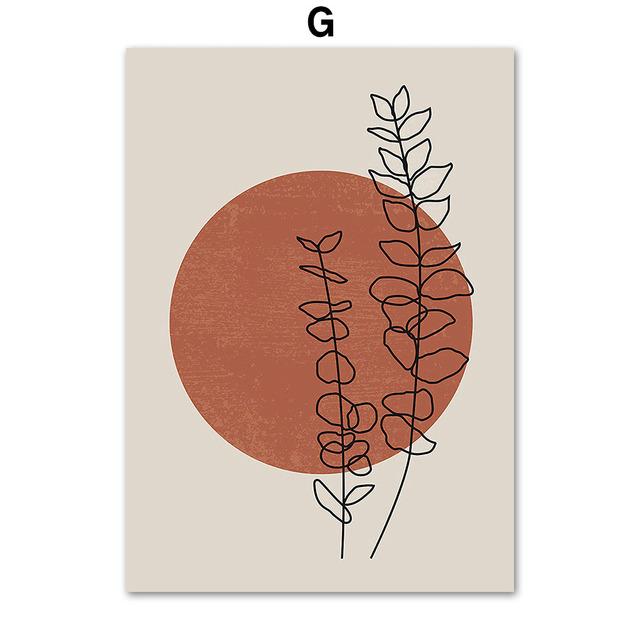 Abstrakte Mädchen Gesicht Blatt Sonne Mond Berg Nordic Poster Und Drucke Wand Kunst Leinwand Malerei Wand Bilder Für Wohnzimmer Dekor