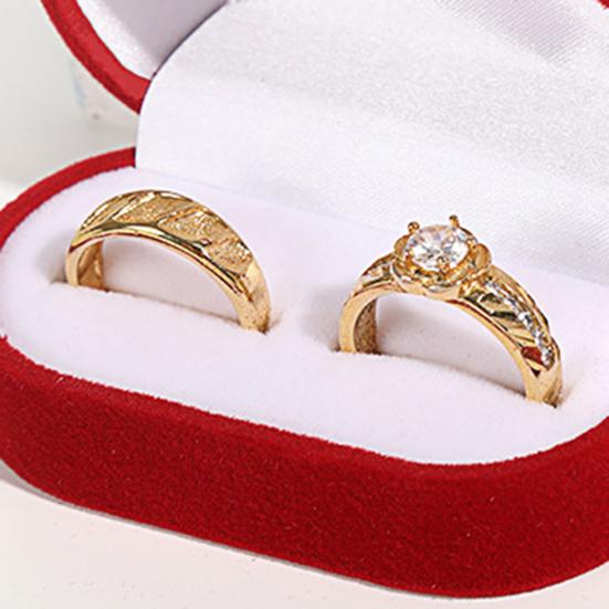 Proposal Ring Box Double Slots Noble Flocking Oval Portable Packaging Elegant Stud Earring Jewelry Accessories Gift Case for Wedding