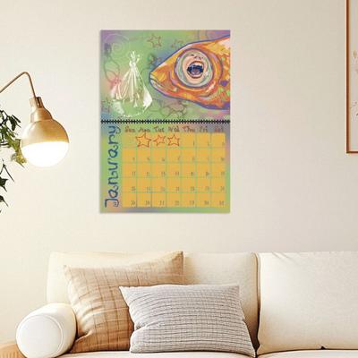 2026 Wall Hanging Calendar Spiral Bound January To December 12 Months Monthly Schedule Planner Home Office Artistic Illustration Calendar