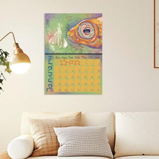 2026 Wandkalender Spiralbindung Januar bis Dezember 12 Monate Monatsplaner Zuhause Büro Künstlerische Illustration Kalender