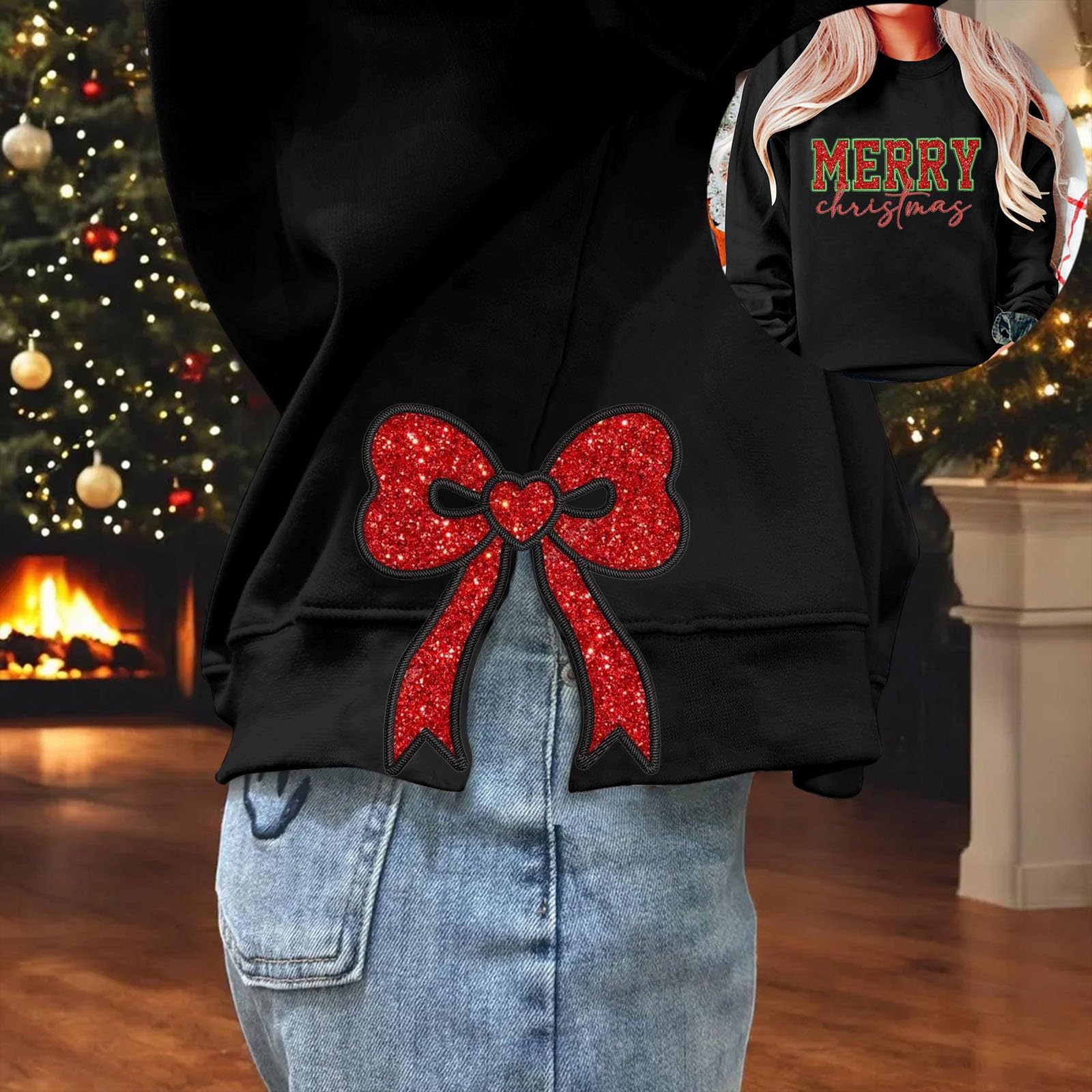 

Женские топы Женский свитшот с длинным рукавом Повседневный с круглым вырезом Свободного кроя Пуловер Флисовые топы L красный