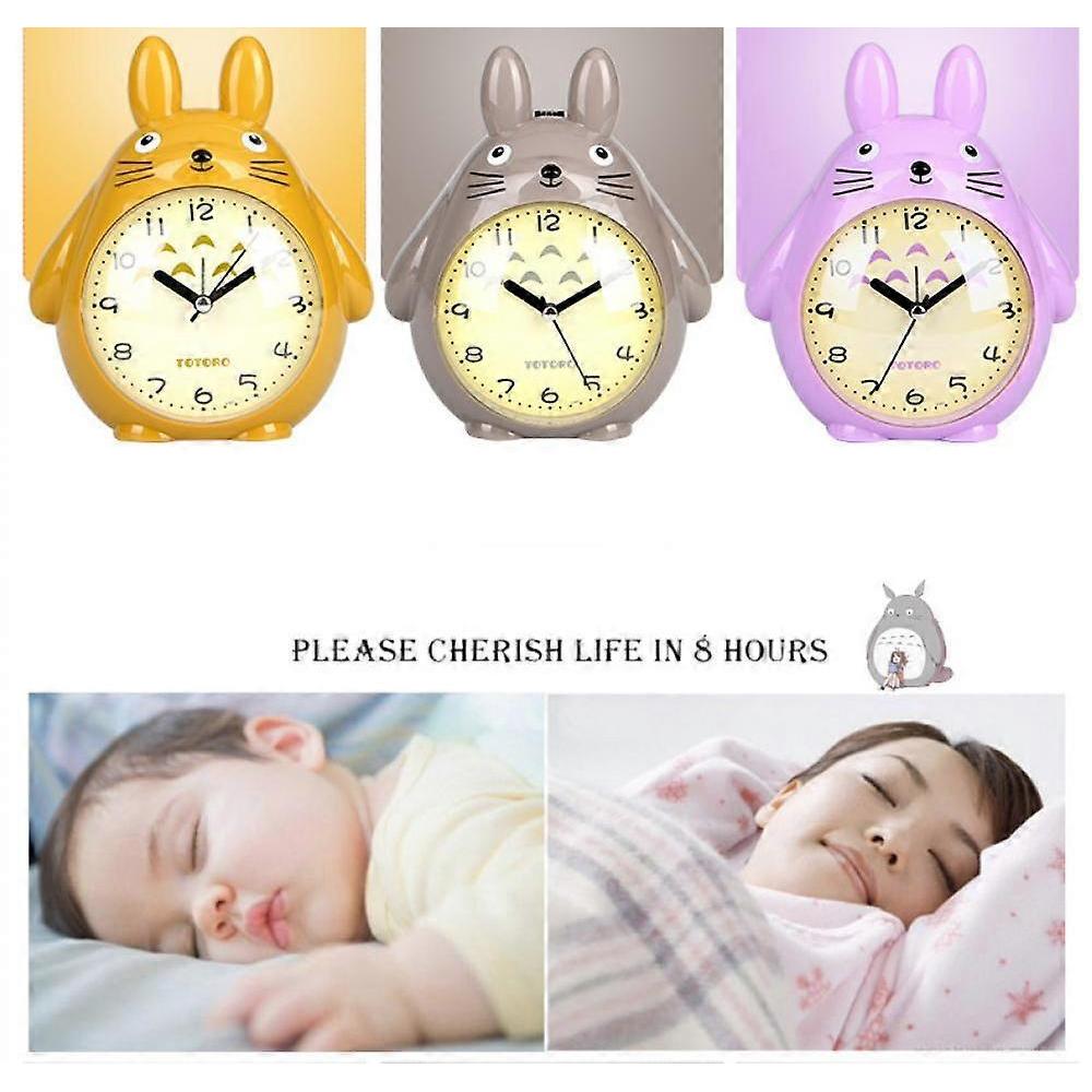 Alarm Clocks For Bedrooms, Cartoon Alarm Clock Totoro Alarm Clock Night Light, Student Children's Home Decoration Desktop Clock(Grey) less