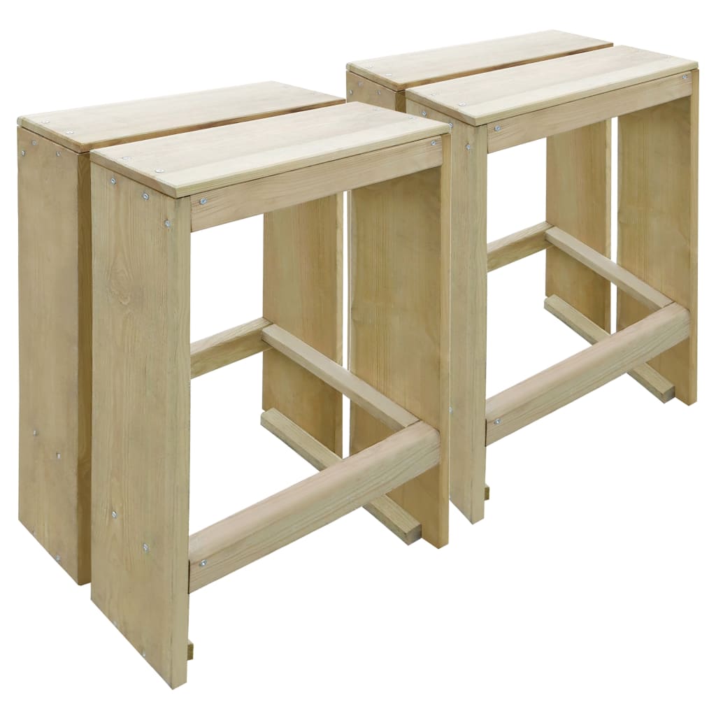 Garden Bar Stool Set 2 Pieces Pressure Treated Pine Wood
