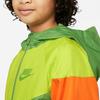 Nike Color Block Logo Zip Up Hooded Long Sleeve Jacket Kids Jackets Green 850443-377