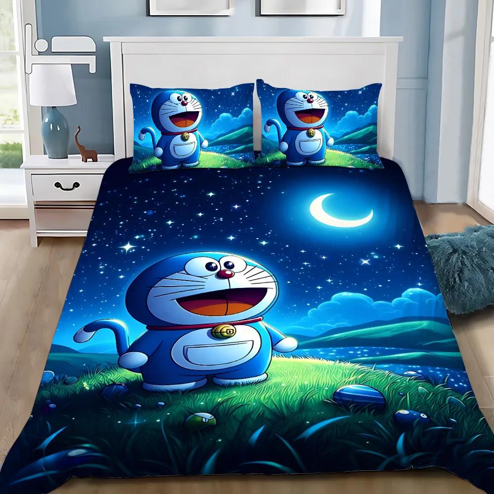 Carton D-Doraemons Soft Duvet Cover Pilowcase Children Beding Set Adult People Boy Girl Bedrom Decoration Gift Single Double Large Sized Dimensions