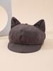 Vintage Ear Beret Women Casual Versatile Artist Hat With Soft Brim Newsboy Cap Girls Solid Color Casual