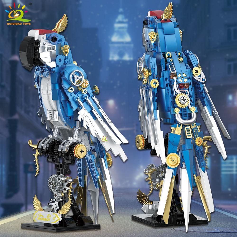 Non-Toxic 679Pcs Moc Mechanical Parrot Model Mini Building Block Animal Birds Series Technical Brick Children Toy Desk Decoration