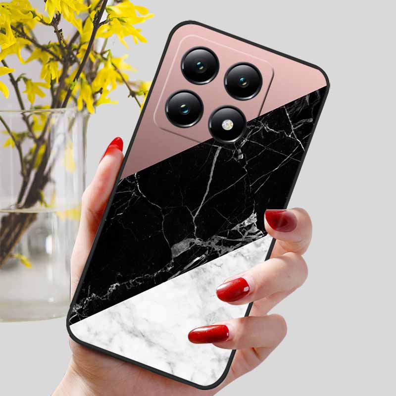 For Xiaomi 14T / 14T Pro Case Fashion Black TPU Marble Painted Cover for Xiaomi 14T Pro Shockproof Shell Capa Silicon Bag 6.67''