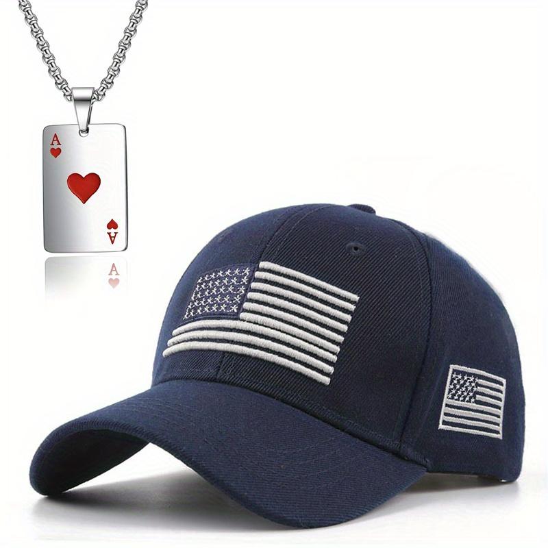 

Комплект из 2 предметов для мужчин и женщин, бейсбольная кепка, ожерелье, повседневная бейсболка, модная персонализированная красная кулон в виде сердца, игральная карта, ожерелье, пара, шляпа от солнца, взрослая кепка темно-синий