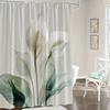 1 Elegantní sprchový závěs Calla Lily - Poloprůsvitný květinový vzor s bílými liliemi, zelenými listy a světlými stonky polyesterová tkanina
