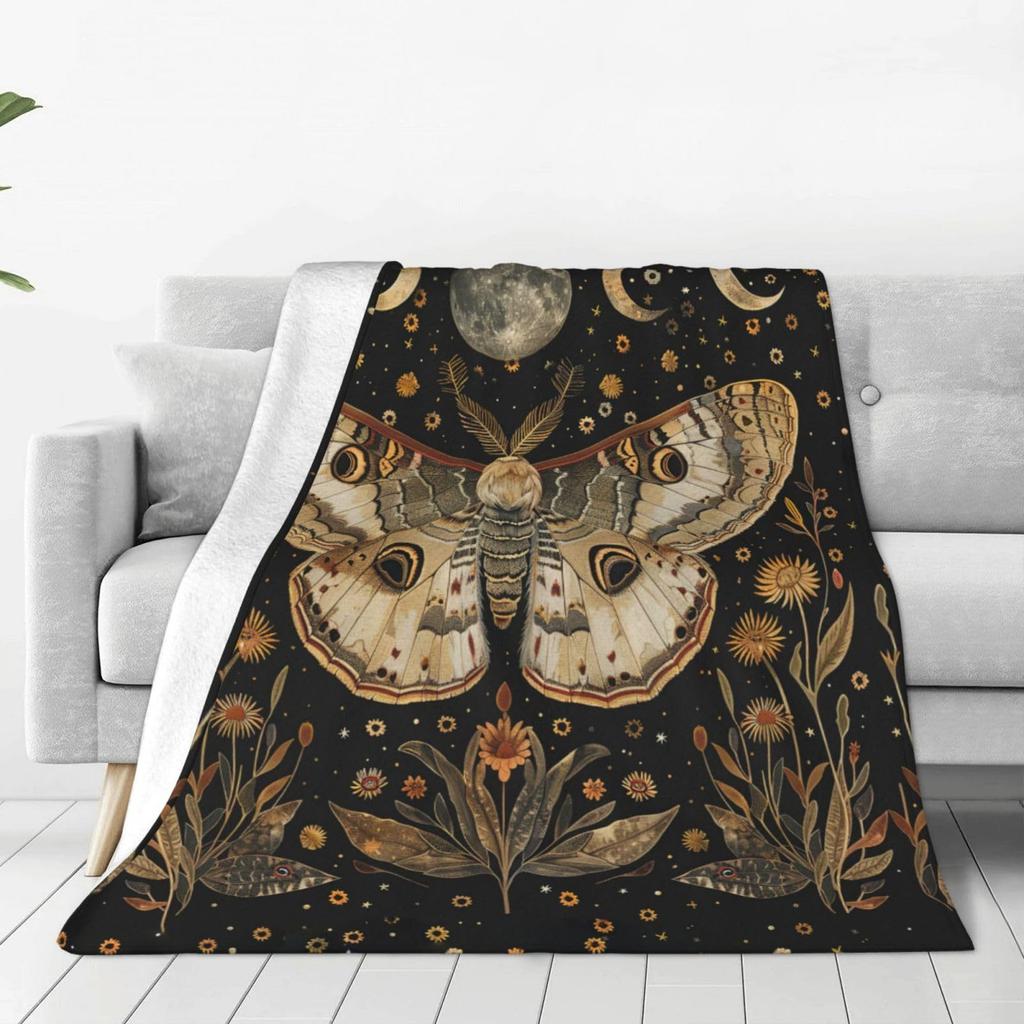 Retro Butterfly Sunflower digitalprinted polyester Bedroom velvet flannel soft sofa cover blanket Fleece blankets for beds