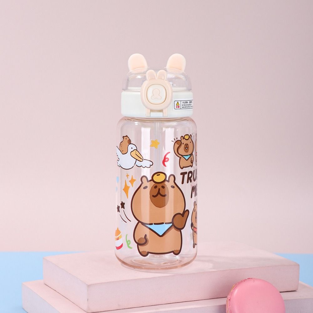 500ml Capybara Water Bottles Cartoon Capybara Drinking Bottle Transparent Plastic Cup  Juice
