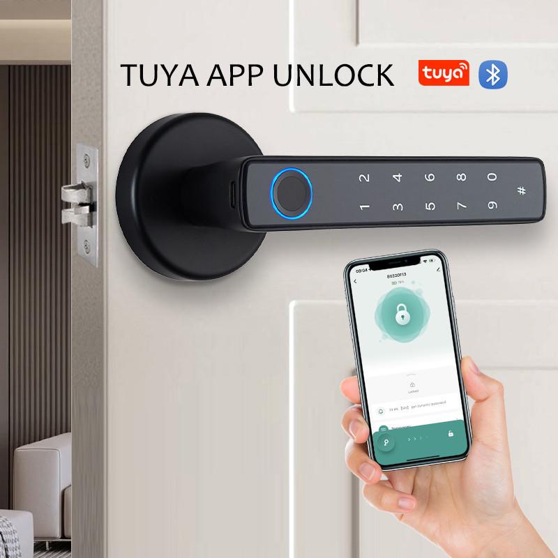 Tuya Smart Fingerprint Door Lock Keyless Entry Door Lock Home Security Remote Lock Bluetooth Wireless Digital Door Lock