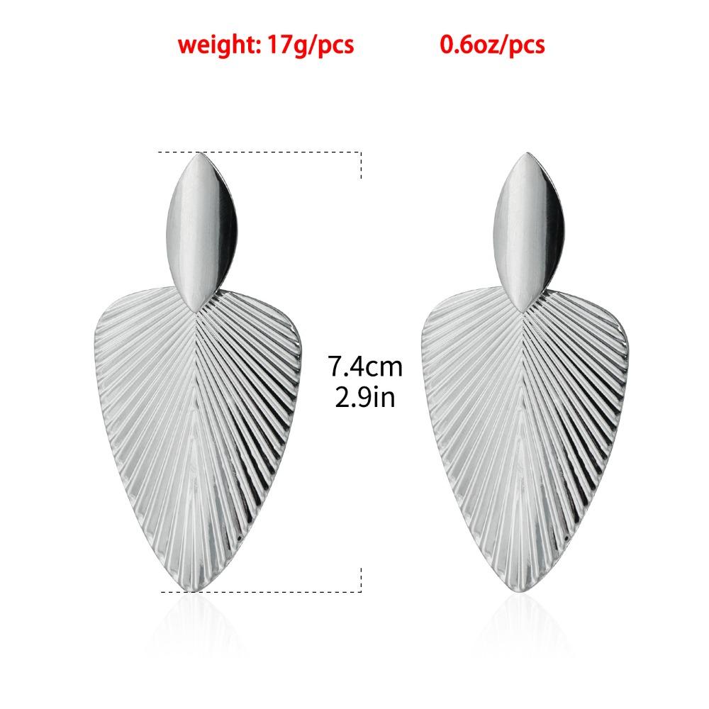 Boucles d'oreilles pendantes exagérées couleur argent texture métallique feuille pour femmes Hip-hop Punk Fête Bijoux Cadeaux