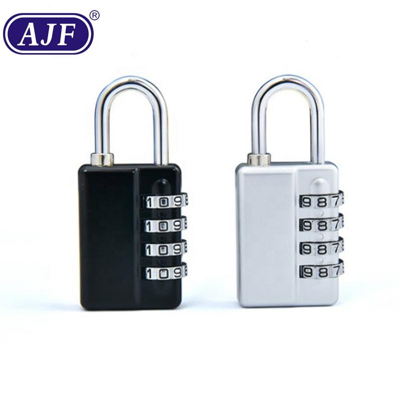 AJF 4 Digit Decoding Combination Lock Double Open Small Padlock Zinc Alloy Silver Black 30mm Luggage Bag Toolbox Closet