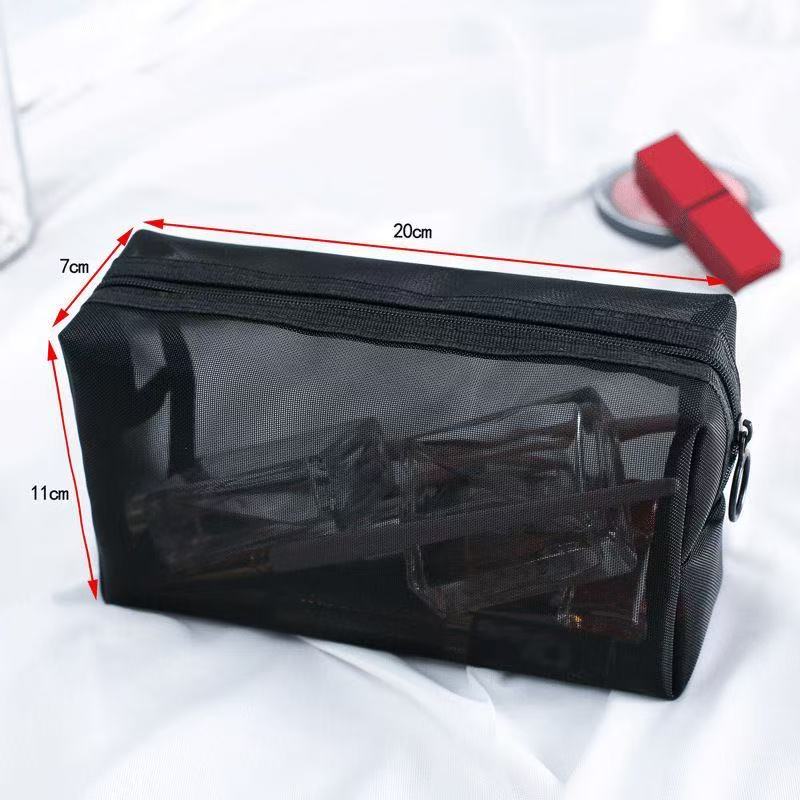 Aosbos 3-Pack Mesh Cosmetic Bag Set - Travel/On-The-Go Makeup Storage, Zipper Closure Small Pouch