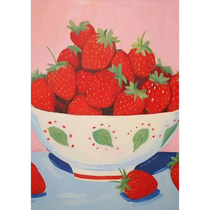 Minimalist Modern Abstract Fruit Poster Print Orange Peaches Strawberry Tomato Lemon Fig Canvas Painting Wall Art Home Decor