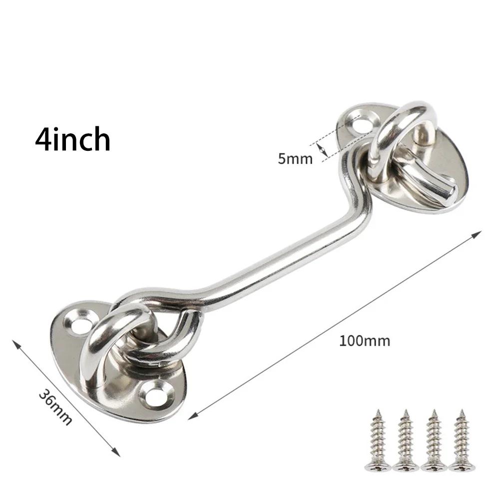 Cabin Hook Eye Lock With Safety Switch Hook Door Eye Latch Silent Catch Holder With Screws Storage Hooks