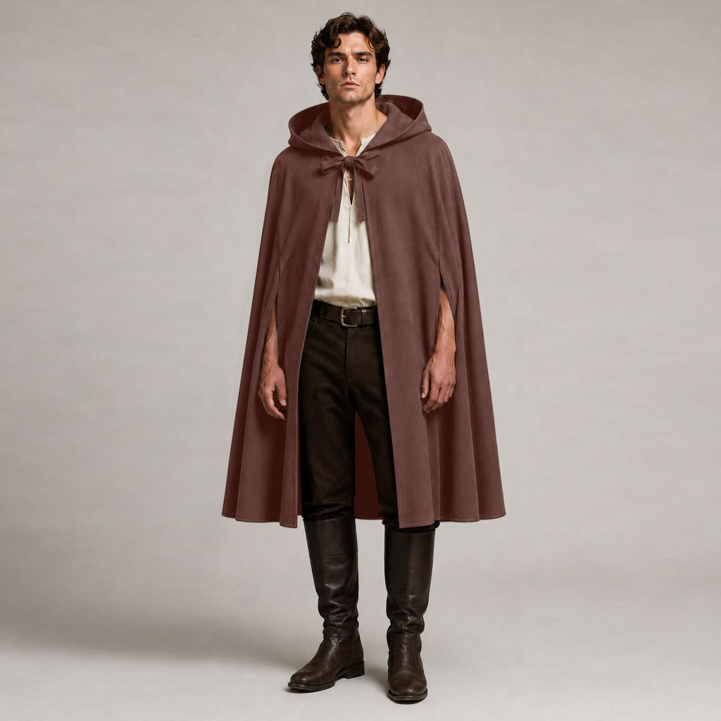 Medieval Vintage Cloak Hooded Gothic Knight Wool Blend Cape Capelet for Halloween Costume Renaissance Style Cloak