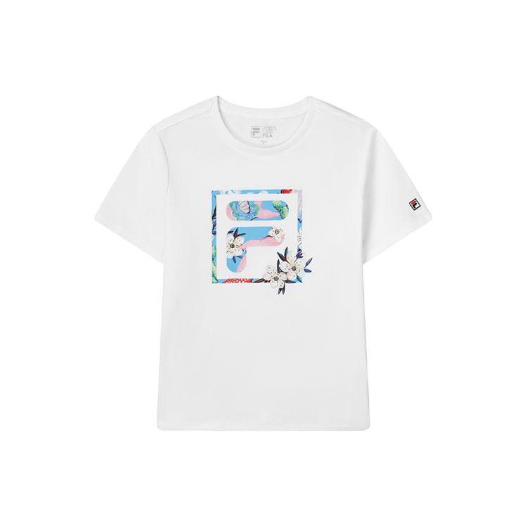 

Fila Спортивная футболка с круглым вырезом из чистого хлопка, женские топы, белая F11W128101F-WT