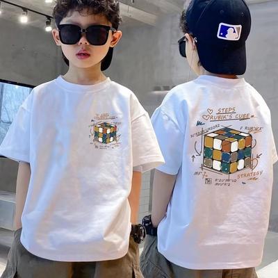 Summer Children's Boys' T-shirts, Boys' Tops, Fashionable T-shirts, Boys' White T-shirts