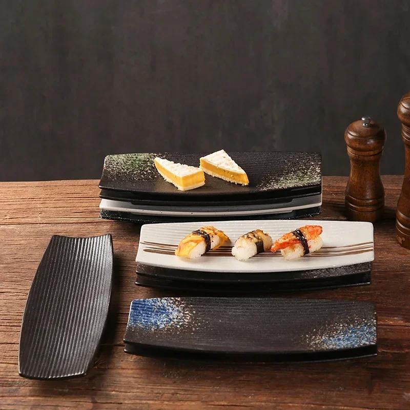 Japonská kuchyně Talíř na sushi Keramické nádobí Talíř na sashimi Talíř na dort s BBQ dim sum Kreativní proužek