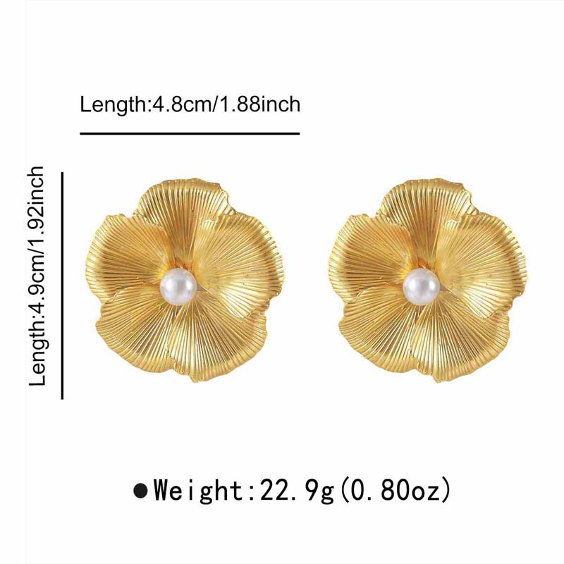 Large Flower Pearl Earrings for Women Luxury Design Study Earrings for Women Korean Fashion Jewelry Accessories Christmas Gift