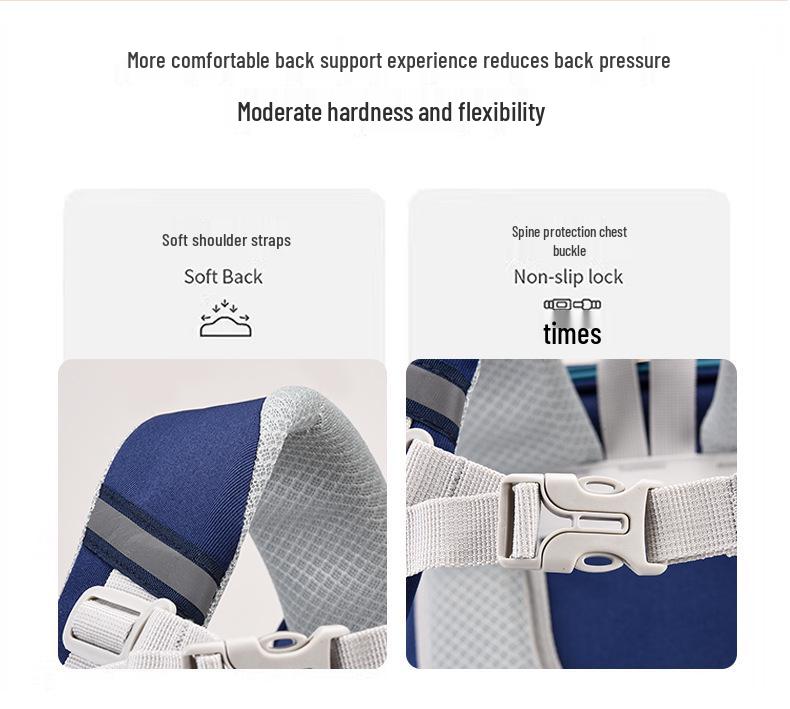 Children's Spine Protection Backpack, Ages 6-12, Grades 1-6, with Double Straps and Burden Reduction for Primary School.