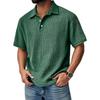 Mens Casual Waffle Knit Short Sleeve Polo Shirt