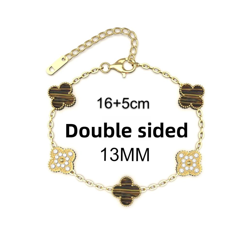 13mm Mote Høykvalitets Firkløver Armbånd 18K Fem Blomster Damearmbånd