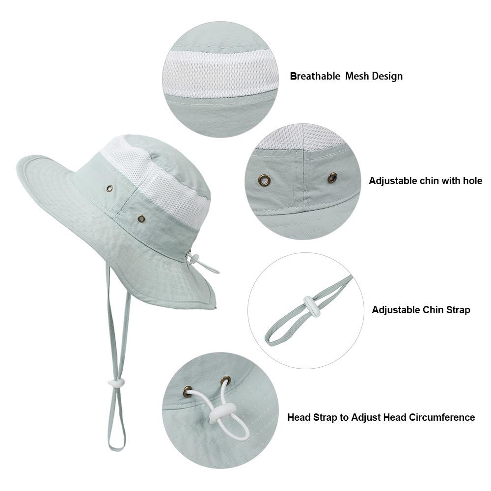 UV Protection Children's Mesh Bucket Hat Adjustable Beach Playing Hat  for Boys & Girls