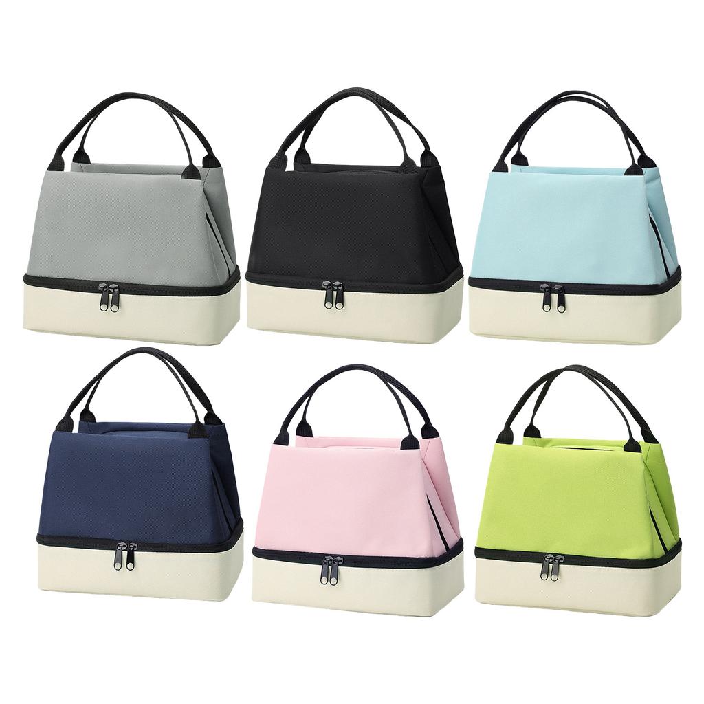 Fashionable Double Layer Lunch Storage Bag for Hot and Cold Meals Sturdy Oxford Materials for Work and Outdoor Use