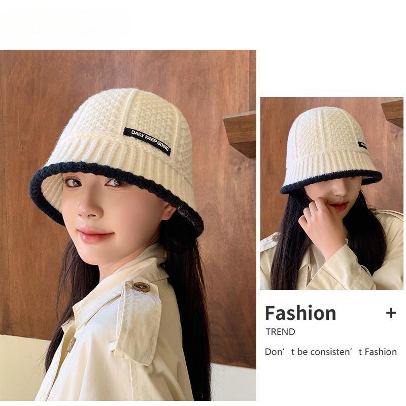 New hat women's autumn and winter warm bucket bucket hat Korean version shows small face cover retro versatile basin hat