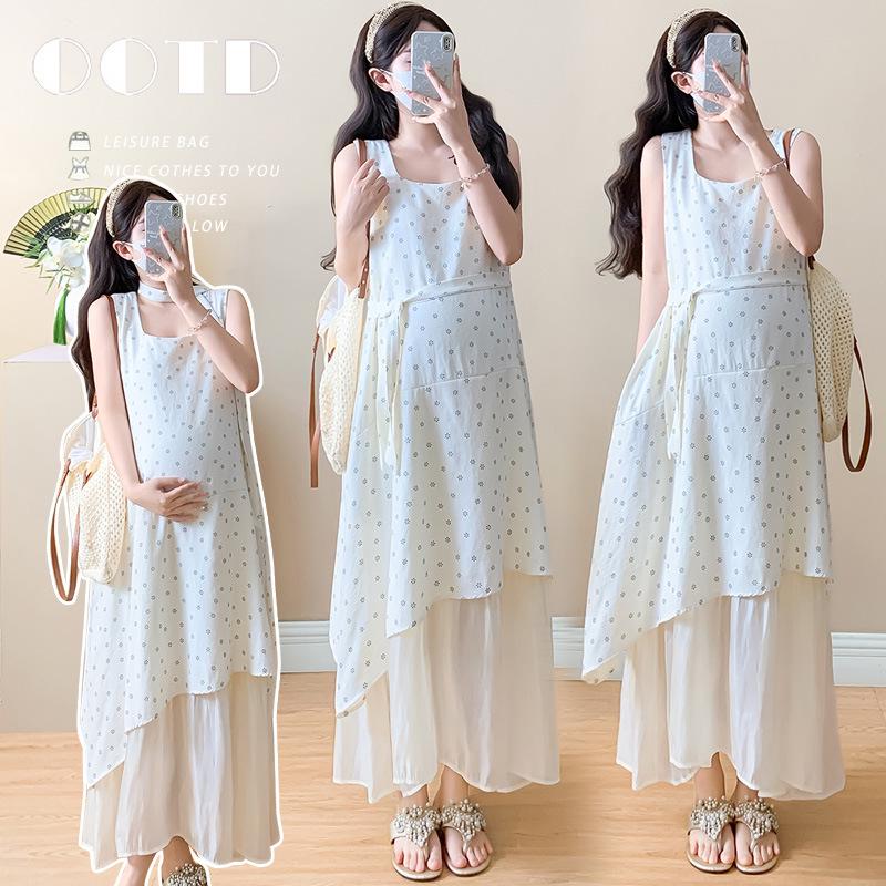 Spring Floral Patchwork Silk Maternity Dress Medium