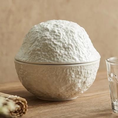 Rock Pattern Bowl with Lid Ceramic Salad Bowl Thick Soup Bowl Rice Bowls Dessert and Snack Bowls Molecular Cuisine Tableware