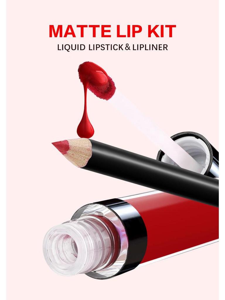 Waterproof Matte Lip Liner & Gloss Set: Long-Lasting, Non-Fading, Non-Stick