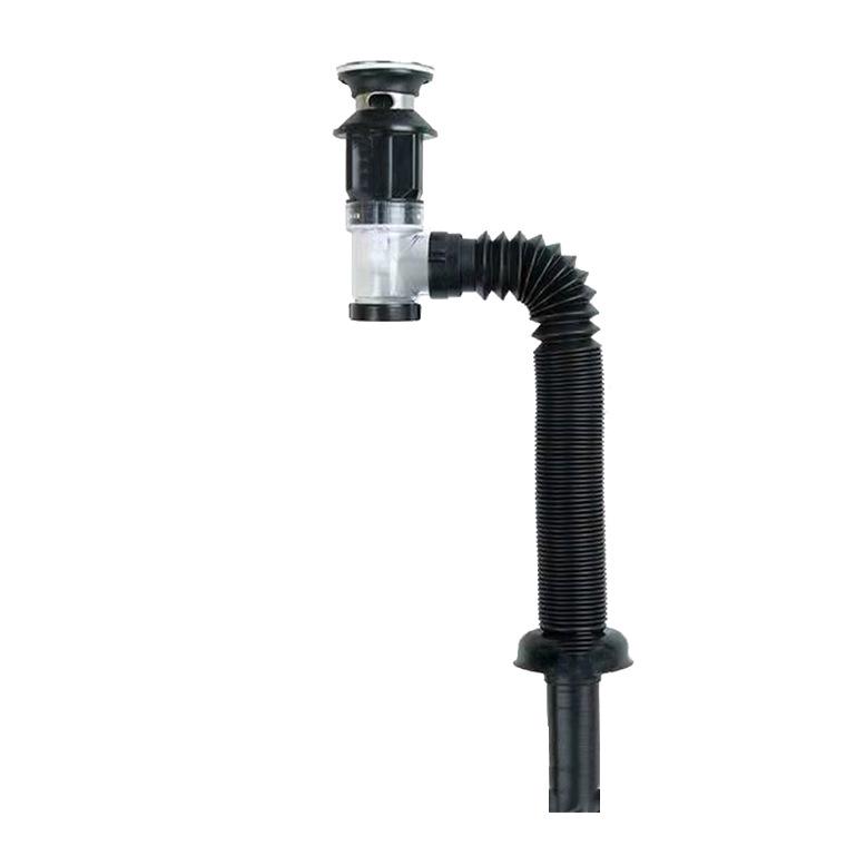 Wall-Mounted Anti-Odor Bathroom Sink Drain Set - Stainless Steel Basin Pipe and Horizontal Drainer.