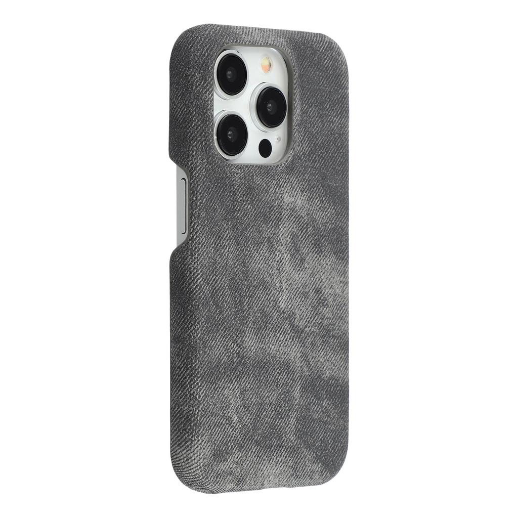 For iPhone 13 Pro Max Magnetic Case Denim Cloth Texture Leather + PC Shockproof Phone Cover