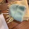 Internet celebrity Angola rabbit hair solid color light board autumn and winter versatile candy color vertical stripe outdoor warm knitted hat women
