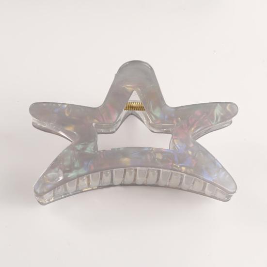 Hair Claw Hollow Five-Pointed Star Shape Hair Clip Medium Size Back Head Shark Hair Claw Anti-slip Teeth Strong Grip Hair
