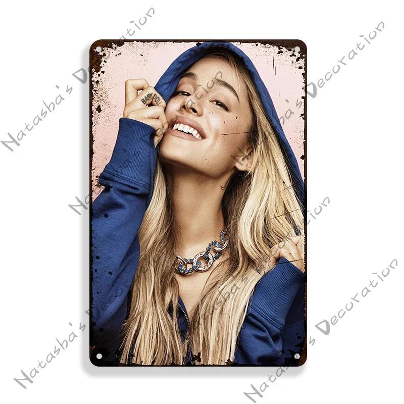 Ariana Grande Metal Signs Music Vintage Poster Rusty Retro Poster Home Man Cave Garage Club Industrial Decoration Metal Plate