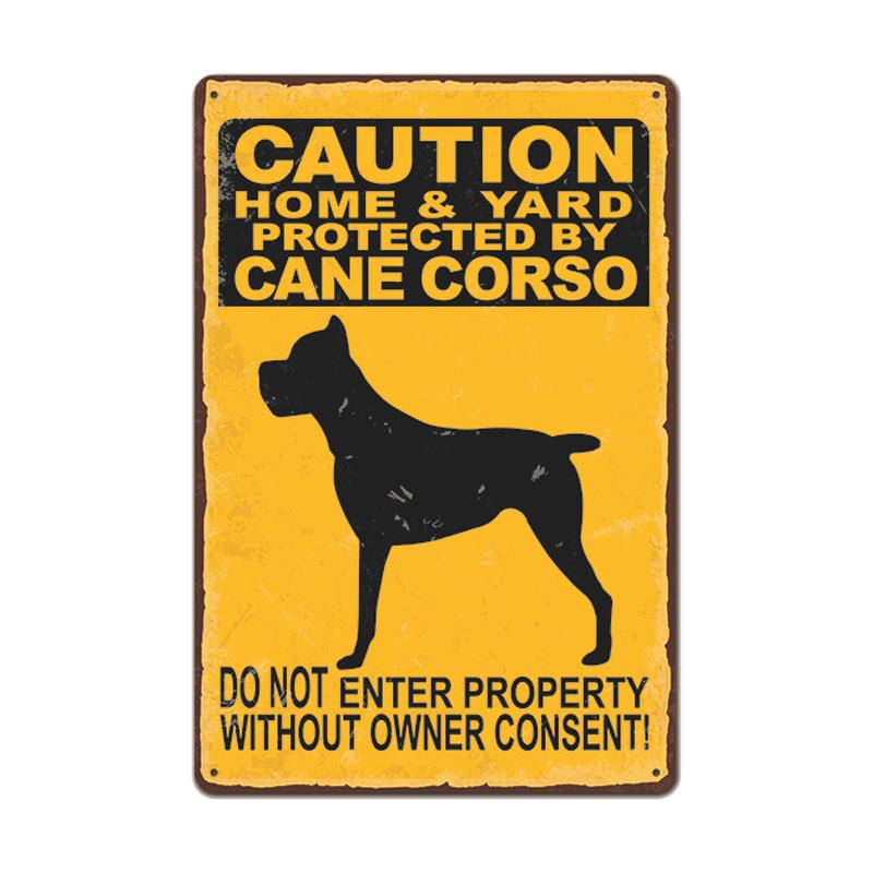 Dog Metal Tin Signs Vintage Poster Beware of Dog Retro Tin Plates Wall Stickers for Garden Family House Door Decoration