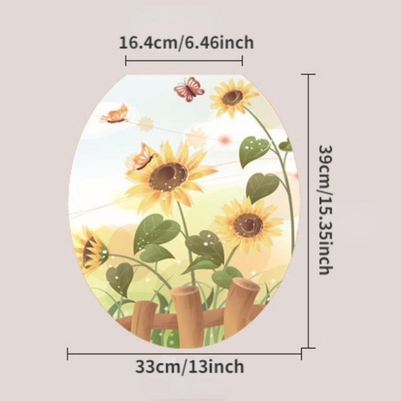 Autocolant de perete pentru baie, fluture, floarea soarelui, decor pentru casă, capac de toaletă, autocolante de perete, autocolante rezistente la apă