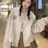Spot American High Street Baseball Jacket Women's 2025 Autumn and Winter Velvet Small Casual Versatile Loose #2190