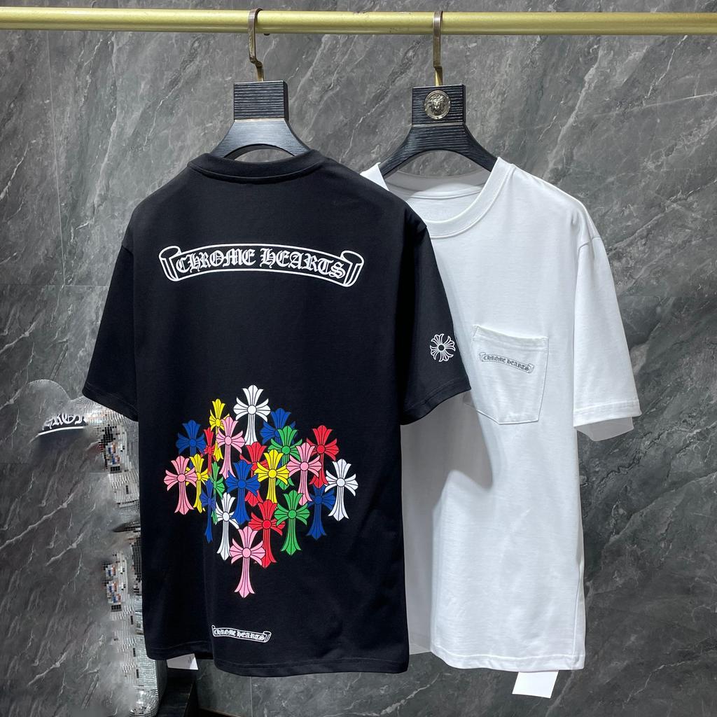 8556 CHROME HEARTS 2026 Summer New High Quality Cotton Round Neck Loose Large Size Men's and Women's T-shirt Couple T-shirt